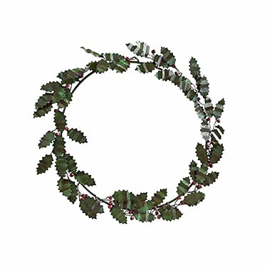 Loberon Kranz Fleur, Pfefferbaum-Look, Filigrane Eisen-Blätter, Weihnachtsdekoration, Weihnachten, Eisen, Mangoholz, grün im Sale